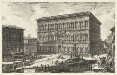 Palacio Farnese en Roma Vista del Palacio Farnese (título sobre objeto) Gezichten op Rome (título de la serie) Vistas de Roma diseñadas y grabadas por el arquitecto Giambattista Piranesi Ve (nez) iano (título de la serie)