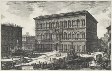 Palacio Farnese en Roma Vista del Palacio Farnese (título sobre objeto) Gezichten op Rome (título de la serie) Vistas de Roma diseñadas y grabadas por el arquitecto Giambattista Piranesi Ve (nez) iano (título de la serie)