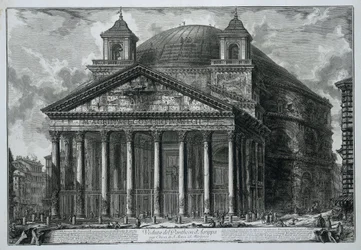 Panteón de Roma Vista del Panteón de Agripa hoy Iglesia de S. Maria ad Martyres (título sobre objeto) Gezichten op Rome (título de la serie) Vistas de Roma diseñadas y grabadas por el arquitecto Giambattista Piranesi Ve (nez) iano (título de la serie)