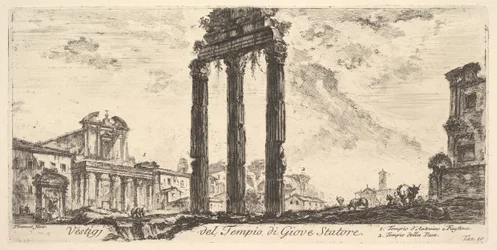 Placa 10: Ruinas del Templo de Júpiter Stator, Júpiter el Apoyo. 1. Templo de ..., ca. 1748