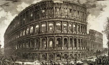 Vista del Anfiteatro Flavio, conocido como el Coliseo, de 