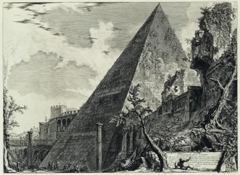 Pirámide de Cayo Cestio (de: Vedute di Roma)