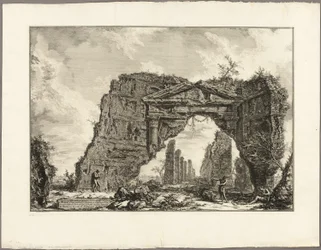 Restos de un pórtico cubierto, o un criptopórtico, en una villa de Domiciano, a cinco millas de Roma en la carretera de Frascati, de Vistas de Roma