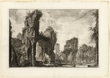 Ruinas del Xystus [un largo pórtico abierto usado para ejercicios atléticos], el salón central de los Baños Antoninos [Los Baños de Caracalla], de Vistas de Roma