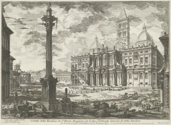 Santa María la Mayor de Roma Vista de la Basílica de Santa Maria Maggiore con las dos Fábricas laterales de dicha Basílica (título sobre objeto) Gezichten op Rome (título de la serie) Vistas de Roma diseñadas y grabadas por el arquitecto Giambattista Piran