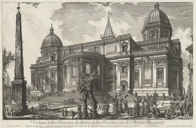 Santa María la Mayor de Roma Vista de la fachada trasera de la Basílica de S. Maria Maggiore (título sobre objeto) Gezichten op Rome (título de la serie) Vistas de Roma diseñadas y grabadas por el arquitecto Giambattista Piranesi Ve (nez) iano (título de l