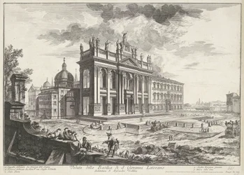 San Juan de Letrán en Roma Vista de la Basílica de S. Giovanni Laterano (título sobre objeto) Gezichten op Rome (título de la serie) Vistas de Roma diseñadas y grabadas por el arquitecto Giambattista Piranesi Ve (nez) iano (título de la serie)