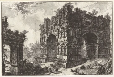 El llamado templo de Jano. A. El llamado arco de los Argentarii, de Vedute di Roma (Vistas de Roma)