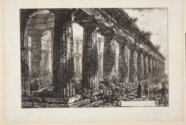 Templo de Neptuno en Paestum, visto de lado y dibujado más grande que en la primera lámina