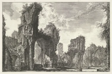 Termas de Caracalla en Roma Ruinas de Sisto, o ambas del gran salón de las Termas de Antonino (título sobre el objeto) Gezichten op Rome (título de la serie) Vistas de Roma diseñadas y grabadas por el arquitecto Giambattista Piranesi Ve (nez) iano (título 