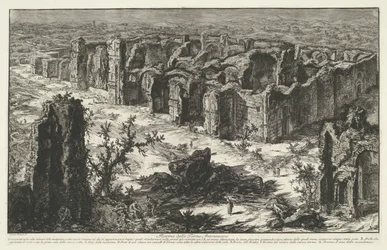Termas de Caracalla en Roma Ruinas de las Termas de Antonino (título sobre el objeto) Gezichten op Rome (título de la serie) Vistas de Roma diseñadas y grabadas por el arquitecto Giambattista Piranesi Ve (nez) iano (título de la serie)