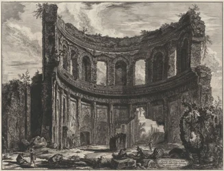 Restos del llamado templo de Apolo en la Villa Adriana cerca de Tívoli (de: Vedute di Roma)