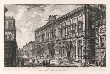 Vista del Palacio Construido sobre el Quirinal para la Secretaría de los Breves y el Sagrado Concilio), de Vedute di Roma (Vistas de Roma)