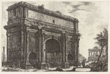 Vista del arco de Septimio Severo, de Vedute di Roma