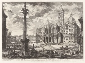 Vista de la Basílica de Santa Maria [Maggiore] con sus dos alas flanqueantes), de Vedute di Roma (Vistas de Roma)