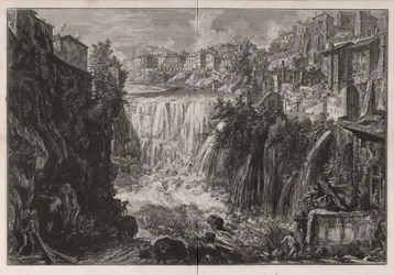 Vista de la cascada de Tívoli, de Vedute di Roma