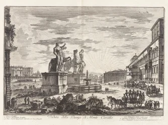 Vista de la Piazza di Monte Cavallo (Vista de la Piazza di Monte Cavallo [ahora la Piazza del Quirinale con el Palacio del Quirinal]), de Vedute di Roma (Vistas de Roma)