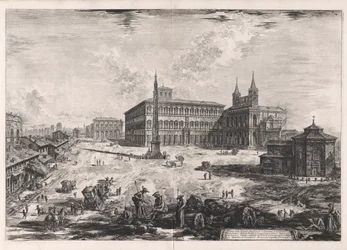 Vista de la plaza y basílica de San Giovanni in Laterano (Vista de la plaza y basílica de San Giovanni in Laterano), de Vedute di Roma (Vistas de Roma)