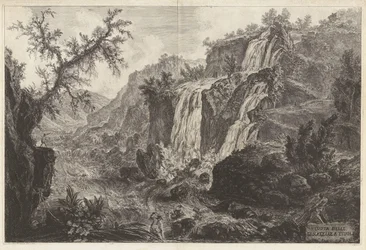Vista de las pequeñas cascadas de Tivoli, de Vedute di Roma