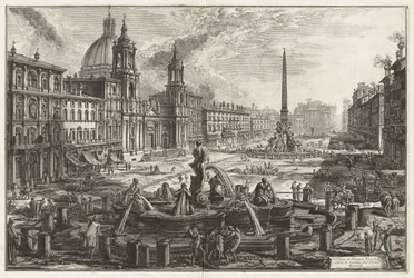 Vista de la plaza Navona sobre las ruinas del Circo Agonal [Circo de Domiciano], de Vedute di Roma (Vistas de Roma)