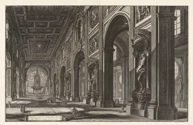 Vista interior de la Basílica de San Giovanni Laterano, de Vedute di Roma (Vistas de Roma)