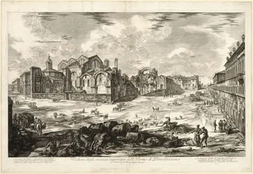 Vista de los Restos Visibles de los Baños de Diocleciano, de Vistas de Roma
