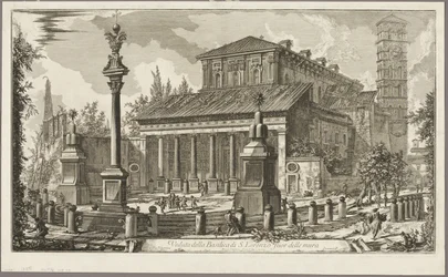 Vista de la Basílica de S. Lorenzo fuori delle Mura [S. Lorenzo fuera de los muros], de Vistas de Roma