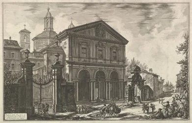 Vista de la basílica de San Sebastiano fuori delle mura [San Sebastián extramuros] en la Vía Apia, de Vedute di Roma (Vistas de Roma)