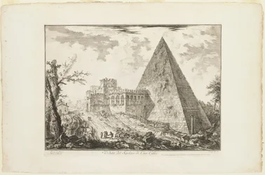Vista de la tumba piramidal de Cestio, de Vistas de Roma