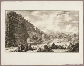 Vista de los restos del Fuerte Pretorio [el Poecile], Villa Adriana, Tívoli, desde Vistas de Roma