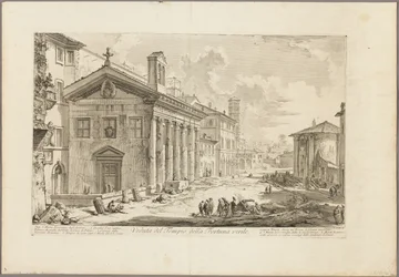 Vista del Templo de Fortuna Virilis. Ahora la iglesia armenia de S. Maria Egizziaca, de Vistas de Roma