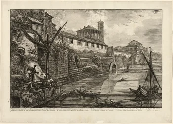Vista de la antigua estructura construida por Tarquinius Superbus llamada el Bel Lido, y como otras, construida por Marco Agripa en la época de Augusto cuando limpió todas las alcantarillas que conducían al Tíber, de Vistas de Roma