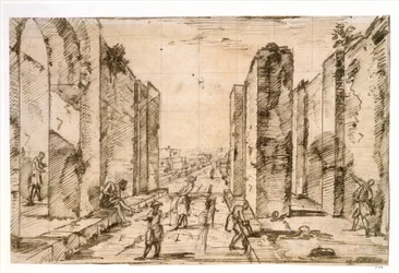 Vista a través de la puerta de Herculano, Pompeya