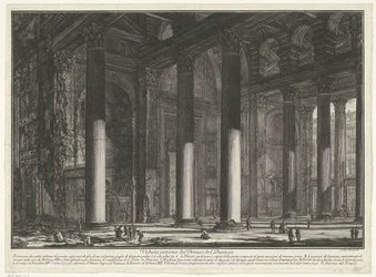 El Panteón de Roma
Vista interior del Pronao del Panteón (título en el objeto)
Gezichten op Rome (título de la serie)
Vistas de Roma dibujadas y grabadas por Giambattista Piranesi arquitecto Ve(nez)iano (título de la serie)
