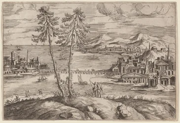 Paisaje con dos árboles