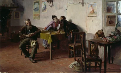 Confidencias, de Giovanni Battista Quadrone (1844-1898), óleo sobre tabla, 30,5x52 cm