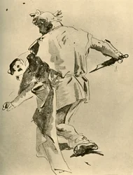 Un hombre apuñalando a un niño, mediados del siglo XVIII, 1928