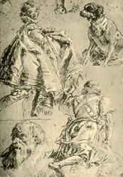 Estudios de Detalle para los Frescos en el Kaisersaal en la Residencia de Wurzburgo, 1751-1752