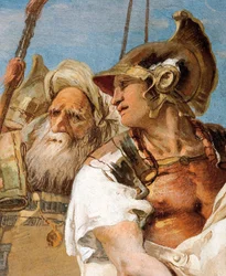 (detalle) Eneas, de Eneas presenta a Cupido, disfrazado de Ascanio, a Dido, de la Sala de la Eneida en la Palazzina, 1757