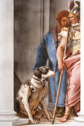 (detalle) La flota griega en Aulis, del Vestíbulo de Entrada en la Palazzina, 1757