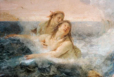 (detalle) Tetis, de Tetis consolando a su hijo Aquiles, de la Sala de la Ilíada en la Palazzina, 1757