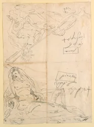 Dibujo, Dos bocetos de dioses del río, ca. 1750