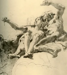 Hombre mayor junto a una joven que señala al sol, mediados del siglo XVIII, 1928