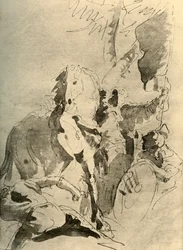 Grupo de soldados con un caballo, mediados del siglo XVIII, 1928
