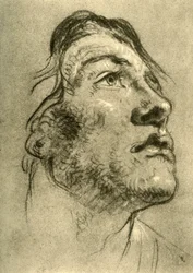 Cabeza de un joven, casi de perfil y mirando hacia arriba, mediados del siglo XVIII, 1928