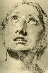 Cabeza de una joven, mirando hacia arriba, c. 1755