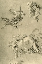Cupidos flotantes y una de las Horas con un caballo del sol, 1752-1753