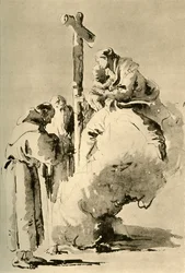 Madonna con dos monjes santos, mediados del siglo XVIII, 1928