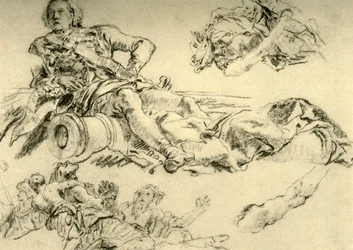 Oficial acampado junto a un cañón, 1752-1753, 1928