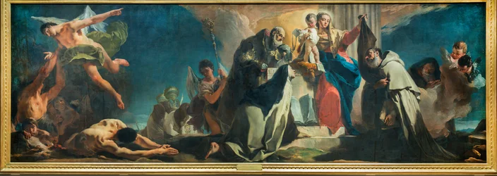 Nuestra Señora del Carmen entre los Santos Simón Stock, Teresa de Ávila, Alberto de Vercelli, el Profeta Elías y las Almas del Purgatorio, 1745